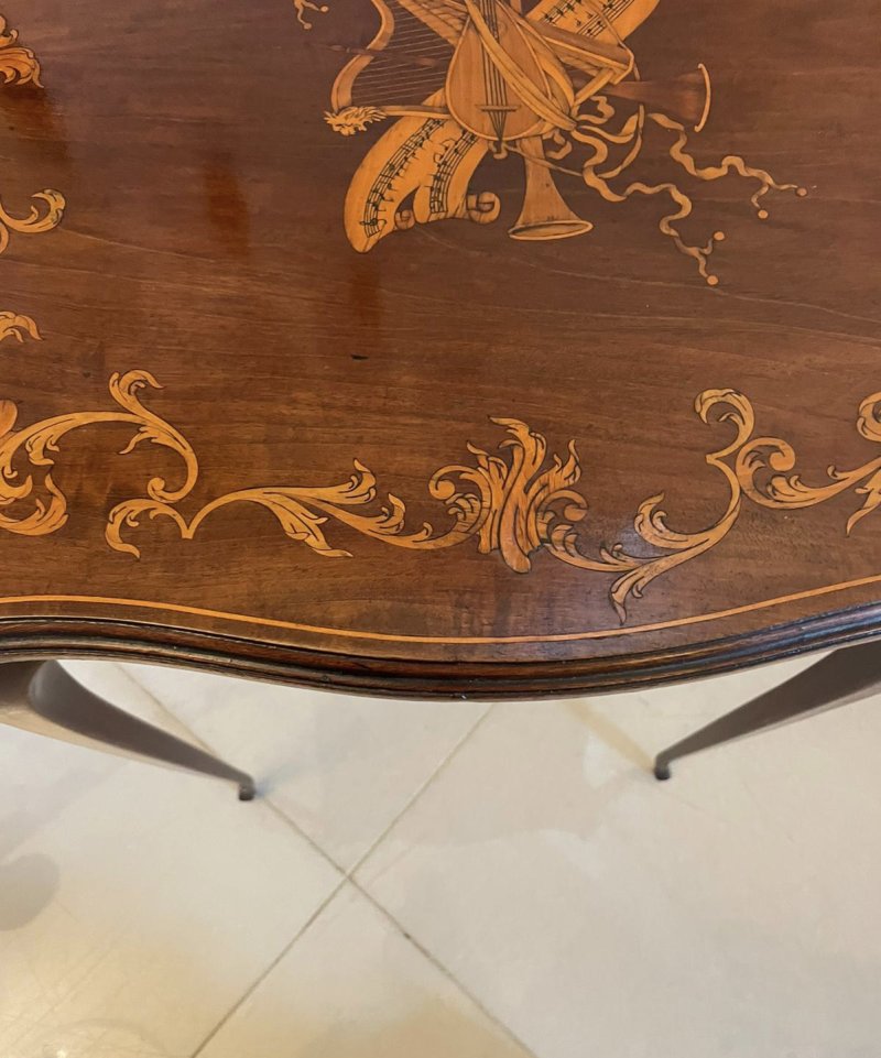 Superb Quality Antique Victorian Marquetry Inlaid Mahogany Lamp Table - Image 13